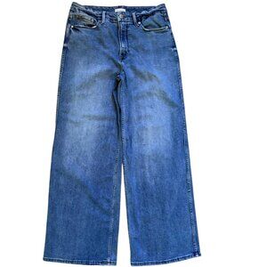 Good American Good Skate Jeans 10/30 Wide Leg High Rise Blue Denim